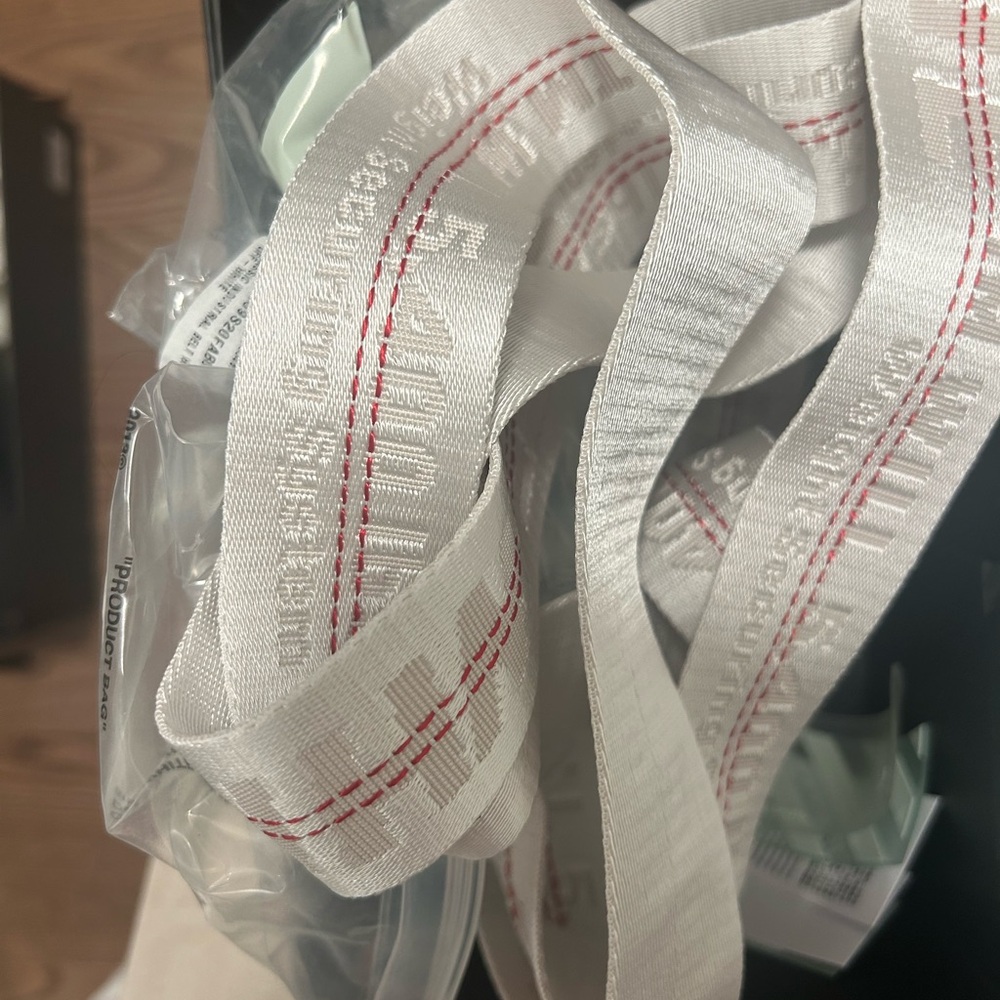 Off-White, White Belt, Red Stitching